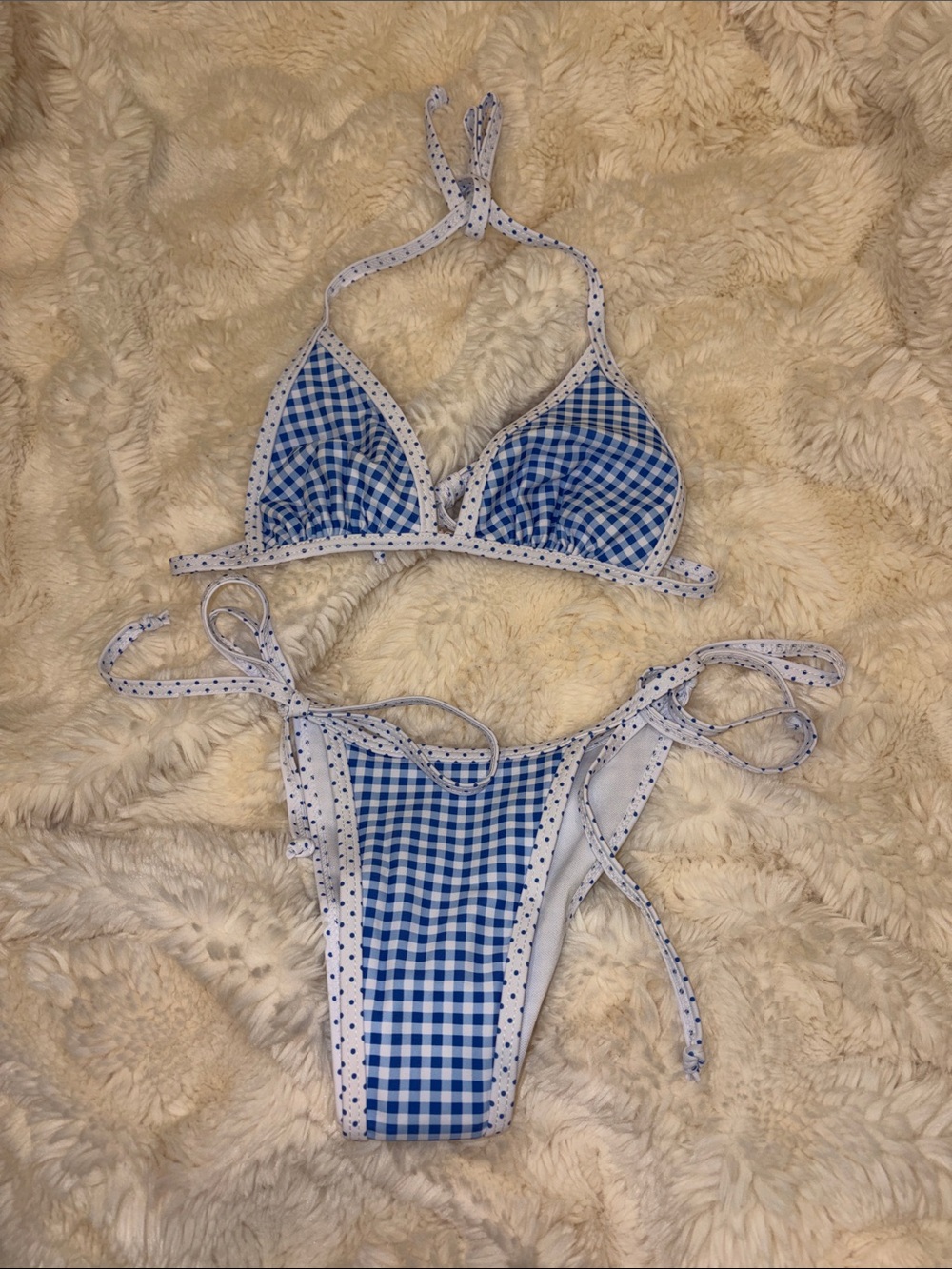 Blue Gingham One-Piece Swim Set